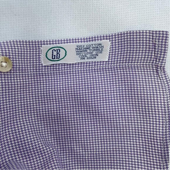 Gitman Bros Purple Houndstooth Button Down Shirt Size L - Picture 6 of 7